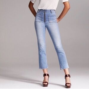 Aritzia Denim Forum Just Peachy Straight Jeans 28 High Rise O-Ring Zip